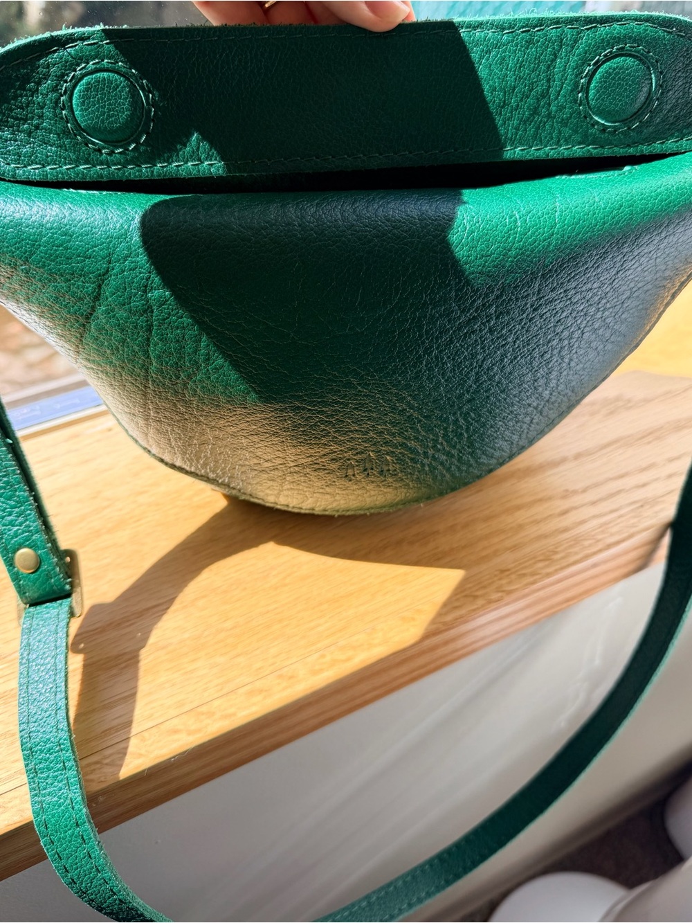 Medium Portland Leather Emerald Green Crossbody Bag - Picture 3 of 7